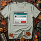 Social Battery at 1% sarcastic graphic t-shirt in Sage by Snarky Sarks