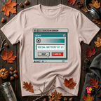 Social Battery at 1% sarcastic graphic t-shirt in Soft Pink by Snarky Sarks