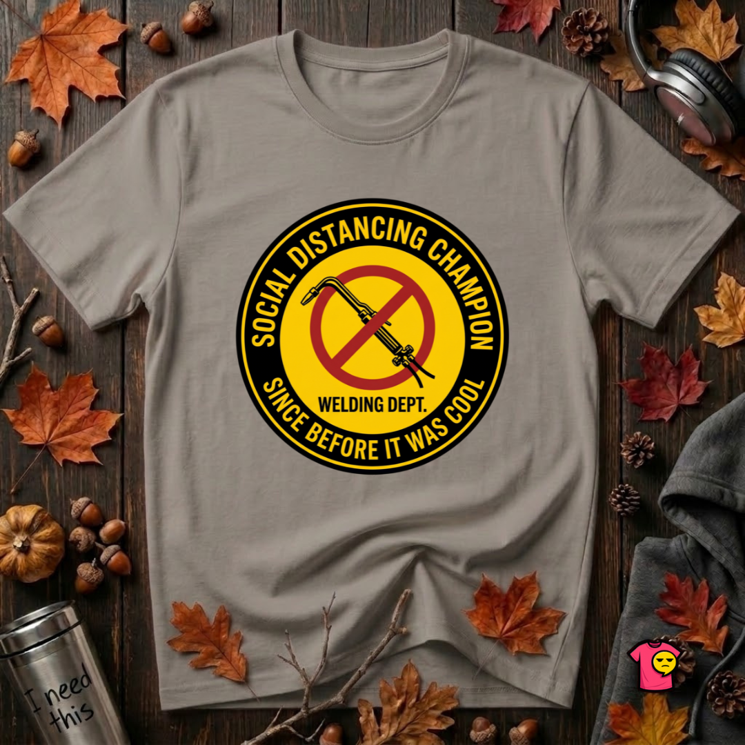 Social Distancing Champion sarcastic graphic t-shirt in Deep Heather by Snarky Sarks