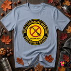 Social Distancing Champion sarcastic graphic t-shirt in Heather Prism Blue by Snarky Sarks