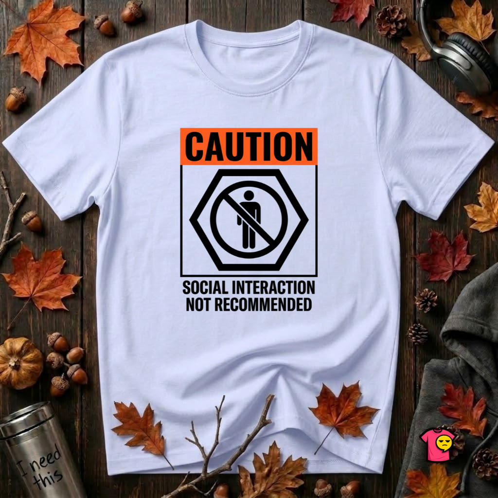 Social Interaction Not Recommended sarcastic t-shirt in Ash by Snarky Sarks