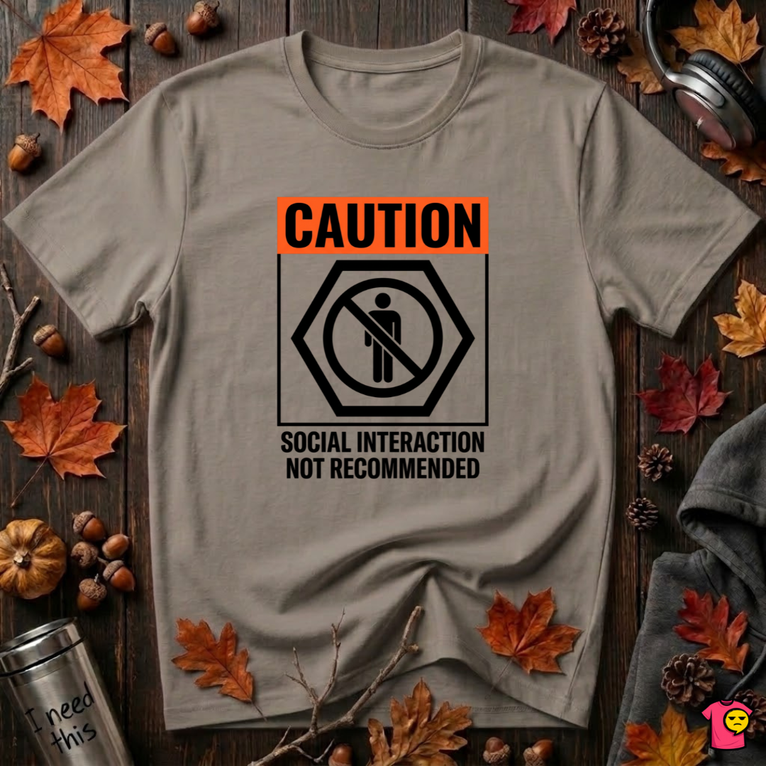 Social Interaction Not Recommended sarcastic t-shirt in Asphalt by Snarky Sarks