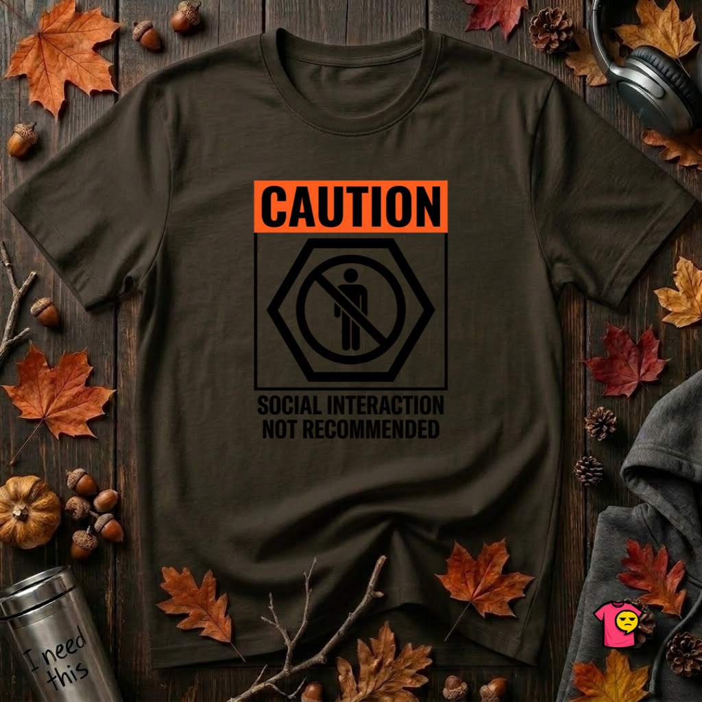 Social Interaction Not Recommended sarcastic t-shirt in Black by Snarky Sarks