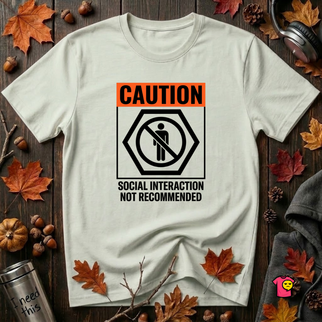 Social Interaction Not Recommended sarcastic t-shirt in Citron by Snarky Sarks