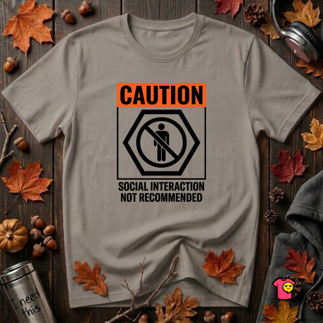 Social Interaction Not Recommended sarcastic t-shirt in Deep Heather by Snarky Sarks