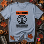 Social Interaction Not Recommended sarcastic t-shirt in Heather Prism Blue by Snarky Sarks