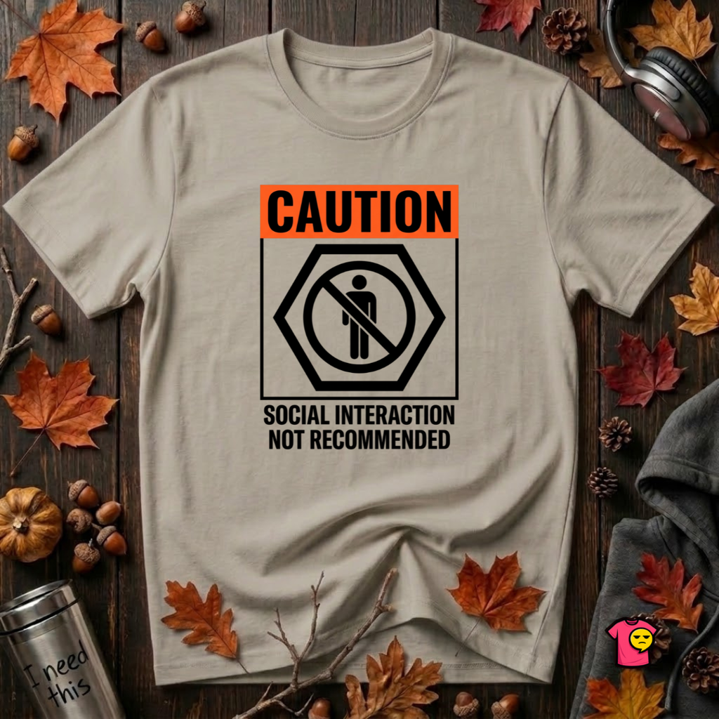 Social Interaction Not Recommended sarcastic t-shirt in Heather Stone by Snarky Sarks