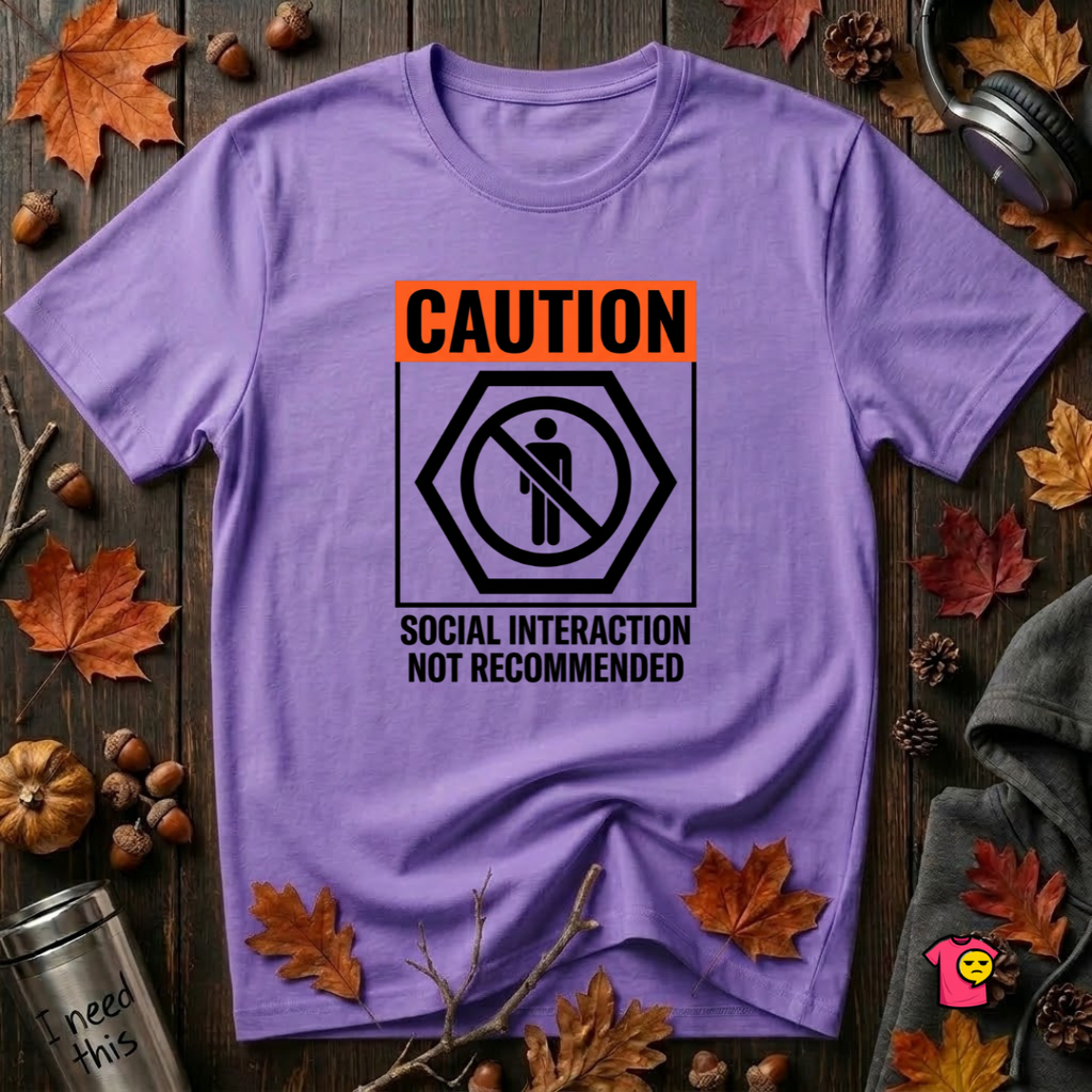 Social Interaction Not Recommended sarcastic t-shirt in Heather Team Purple by Snarky Sarks
