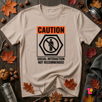 Social Interaction Not Recommended sarcastic t-shirt in Natural by Snarky Sarks