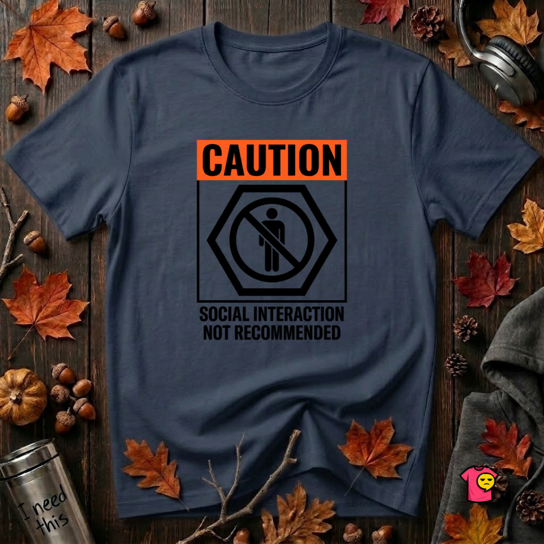 Social Interaction Not Recommended sarcastic t-shirt in Navy by Snarky Sarks