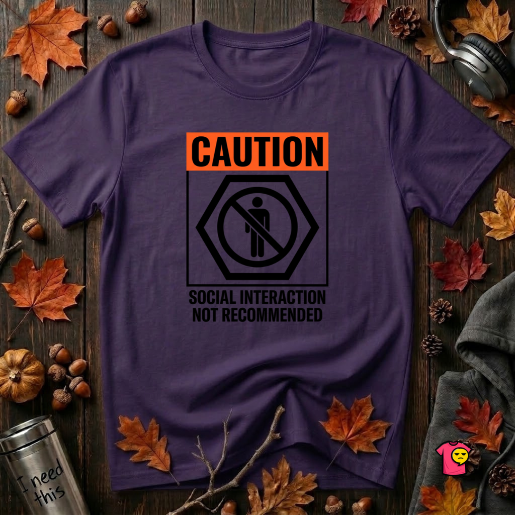 Social Interaction Not Recommended sarcastic t-shirt in Purple by Snarky Sarks