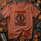 Social Interaction Not Recommended sarcastic t-shirt in Rust by Snarky Sarks