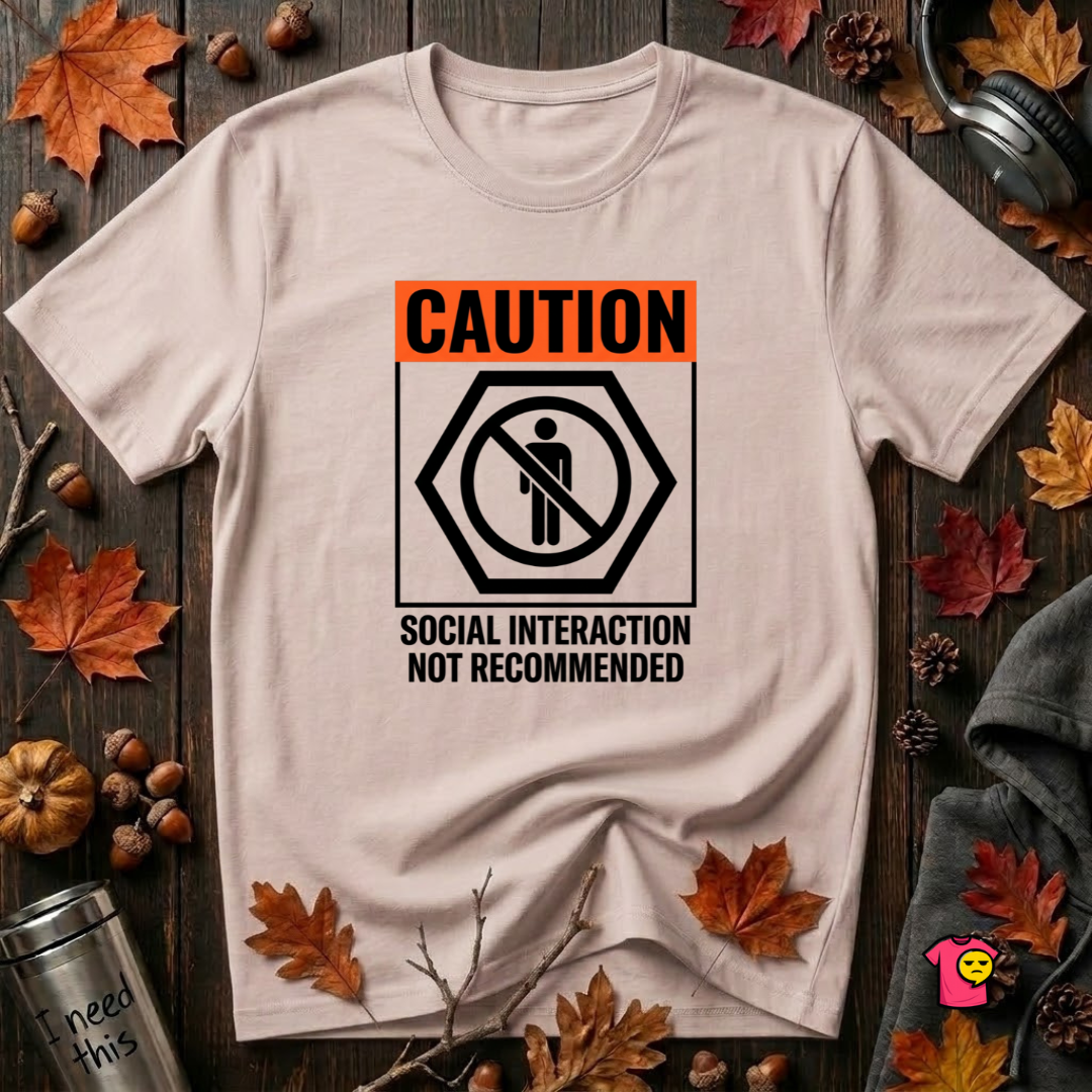 Social Interaction Not Recommended sarcastic t-shirt in Soft Pink by Snarky Sarks