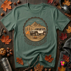 Spend 55K to Sleep on the Ground sarcastic camping t-shirt in Heather Forest by Snarky Sarks