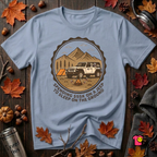 Spend 55K to Sleep on the Ground sarcastic camping t-shirt in Heather Prism Blue by Snarky Sarks