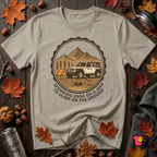 Spend 55K to Sleep on the Ground sarcastic camping t-shirt in Heather Stone by Snarky Sarks