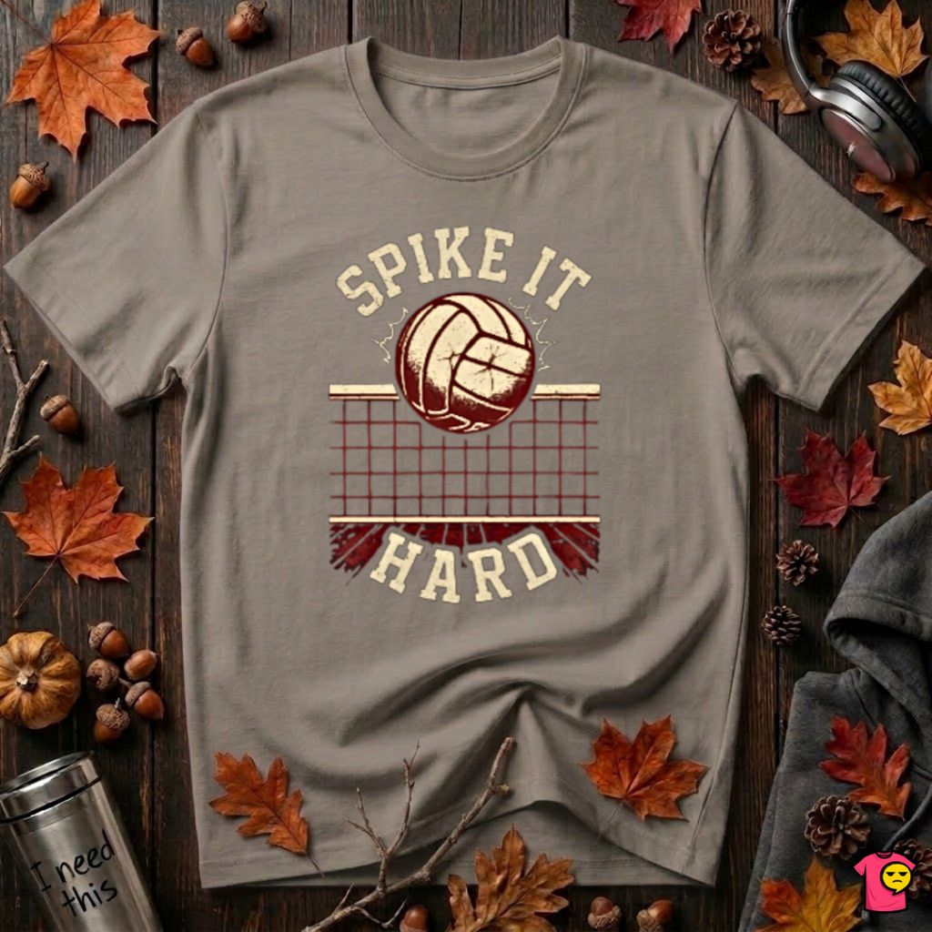 Spike it Hard sarcastic volleyball graphic t-shirt in Asphalt by Snarky Sarks