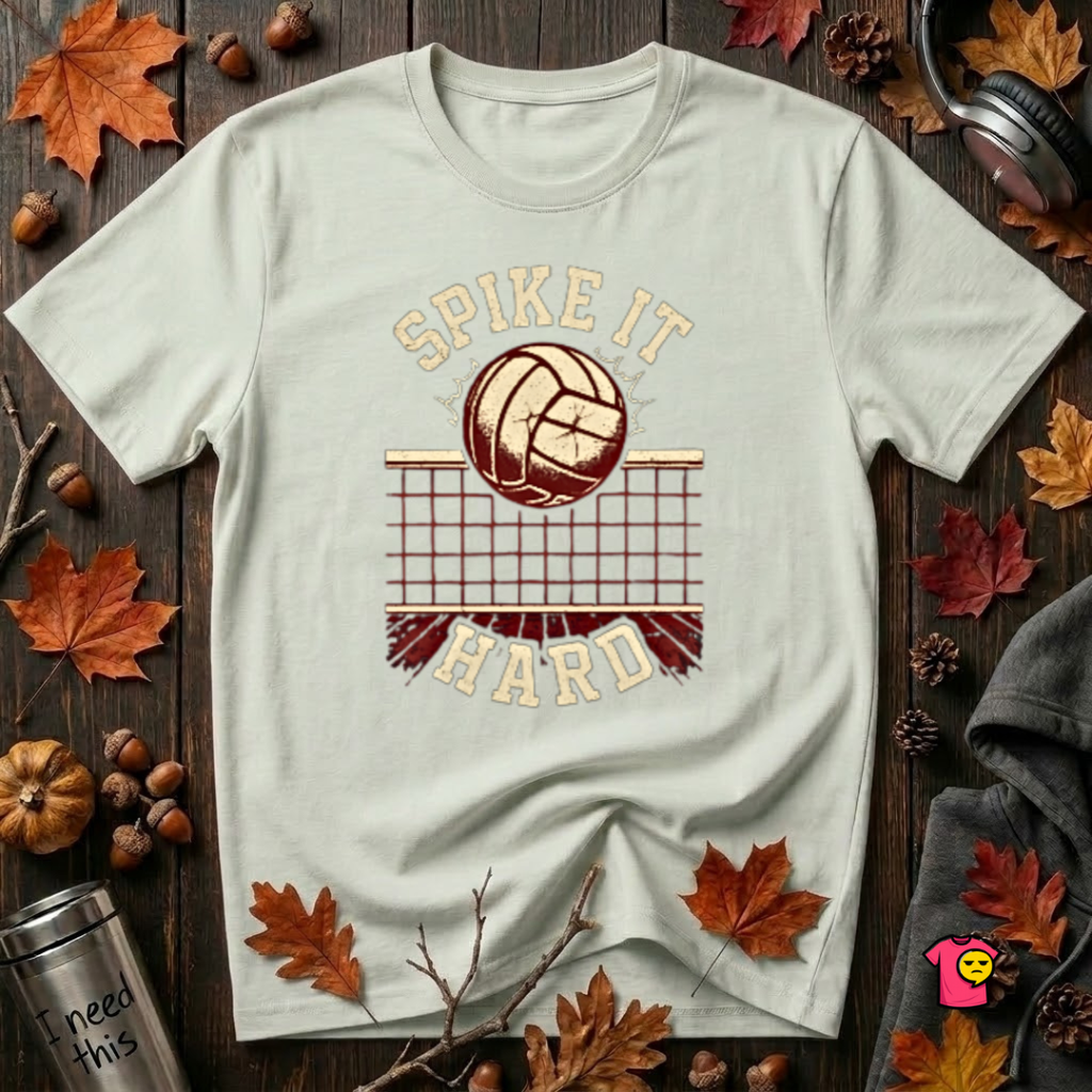 Spike it Hard sarcastic volleyball graphic t-shirt in Citron by Snarky Sarks