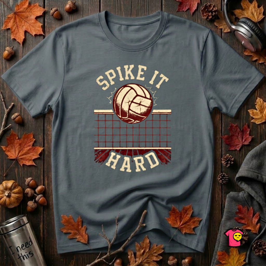 Spike it Hard sarcastic volleyball graphic t-shirt in Dark Gray by Snarky Sarks
