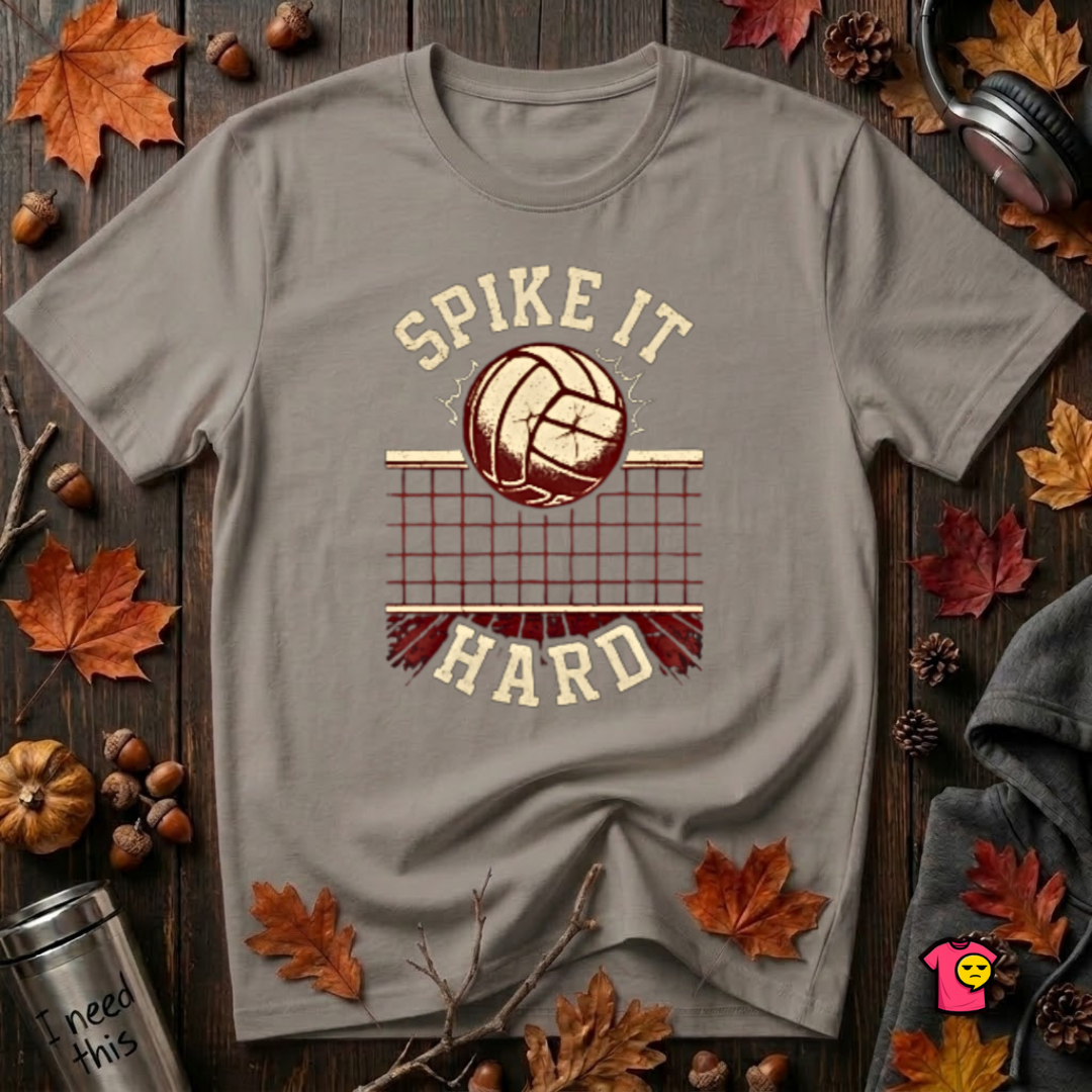 Spike it Hard sarcastic volleyball graphic t-shirt in Deep Heather by Snarky Sarks