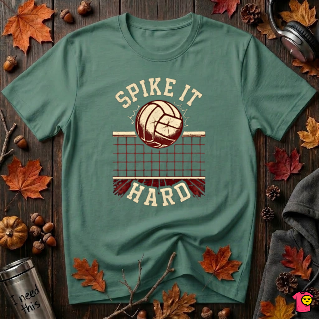 Spike it Hard sarcastic volleyball graphic t-shirt in Grass Green by Snarky Sarks
