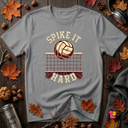 Spike it Hard sarcastic volleyball graphic t-shirt in Heather Storm by Snarky Sarks