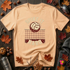 Spike it Hard sarcastic volleyball graphic t-shirt in Peach by Snarky Sarks