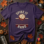 Spike it Hard sarcastic volleyball graphic t-shirt in Purple by Snarky Sarks