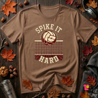 Spike it Hard sarcastic volleyball graphic t-shirt in Sand Dune by Snarky Sarks