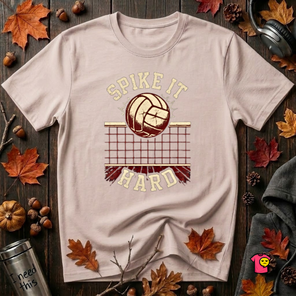 Spike it Hard sarcastic volleyball graphic t-shirt in Soft Pink by Snarky Sarks
