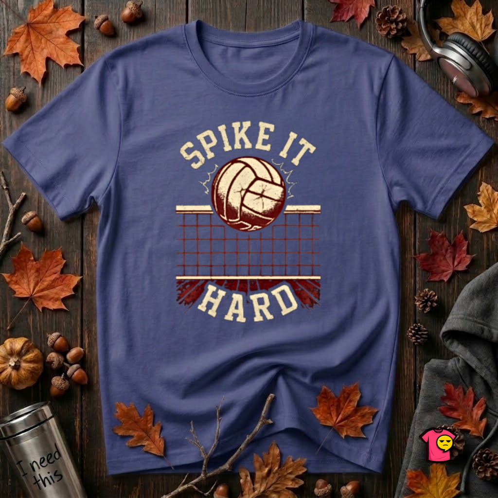 Spike it Hard sarcastic volleyball graphic t-shirt in Team Navy by Snarky Sarks