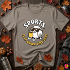 Sports. Is it Snack Time Yet? sarcastic graphic t-shirt in Asphalt by Snarky Sarks