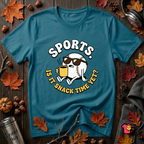 Sports. Is it Snack Time Yet? sarcastic graphic t-shirt in Deep Teal by Snarky Sarks