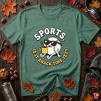 Sports. Is it Snack Time Yet? sarcastic graphic t-shirt in Grass Green by Snarky Sarks