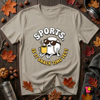 Sports. Is it Snack Time Yet? sarcastic graphic t-shirt in Heather Stone by Snarky Sarks