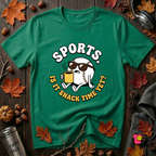 Sports. Is it Snack Time Yet? sarcastic graphic t-shirt in Kelly by Snarky Sarks