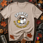 Sports. Is it Snack Time Yet? sarcastic graphic t-shirt in Natural by Snarky Sarks