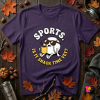 Sports. Is it Snack Time Yet? sarcastic graphic t-shirt in Purple by Snarky Sarks