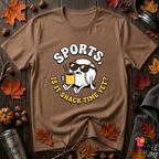 Sports. Is it Snack Time Yet? sarcastic graphic t-shirt in Sand Dune by Snarky Sarks