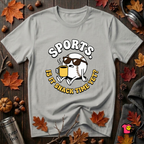 Sports. Is it Snack Time Yet? sarcastic graphic t-shirt in Silver by Snarky Sarks