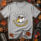 Sports. Is it Snack Time Yet? sarcastic graphic t-shirt in Solid Athletic Gray by Snarky Sarks