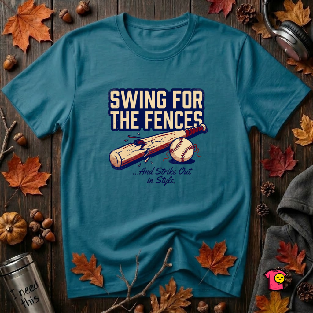 Swing for the Fences....and Strike out in Style baseball t-shirt in Deep Teal by Snarky Sarks