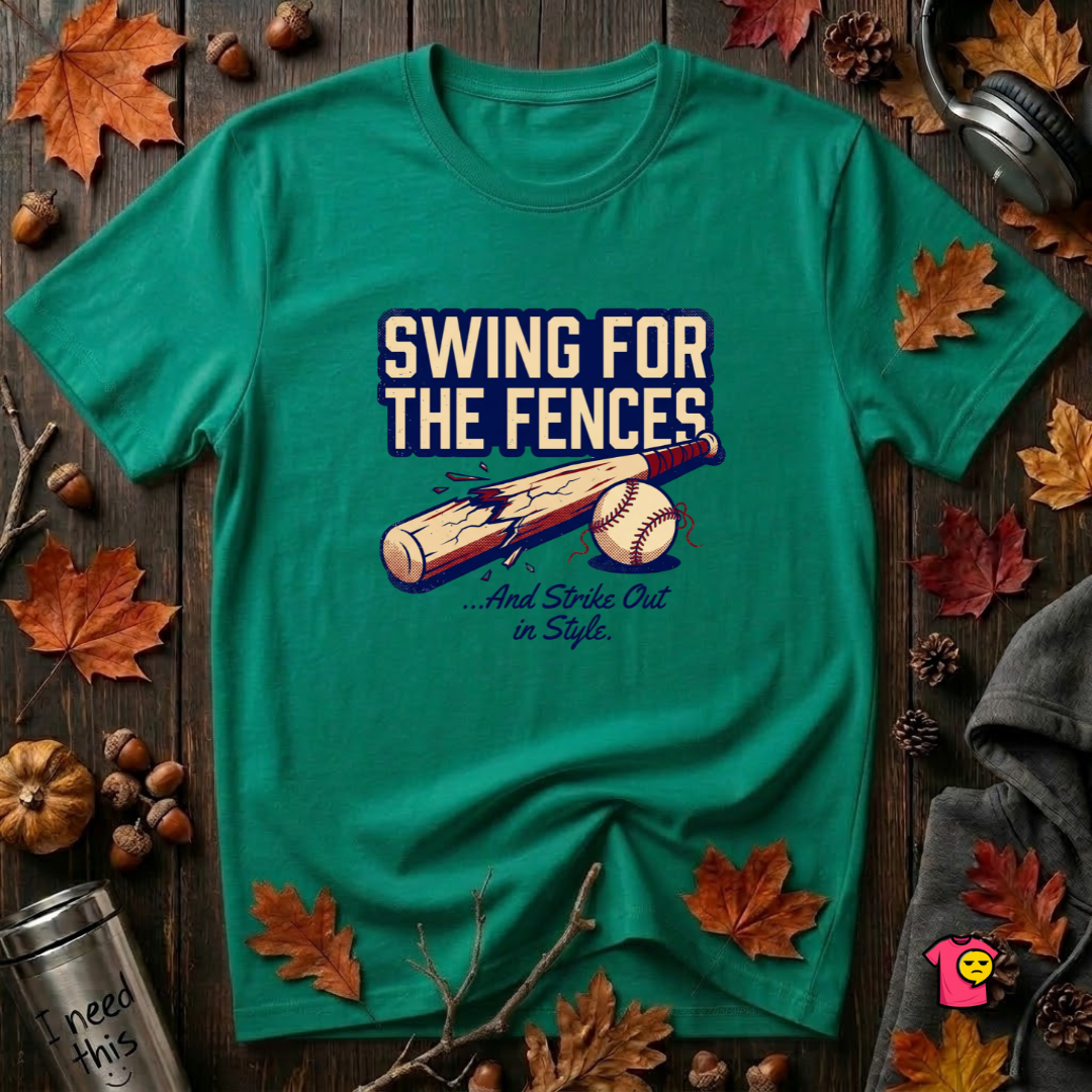 Swing for the Fences....and Strike out in Style baseball t-shirt in Heather Kelly by Snarky Sarks
