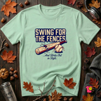 Swing for the Fences....and Strike out in Style baseball t-shirt in Mint by Snarky Sarks