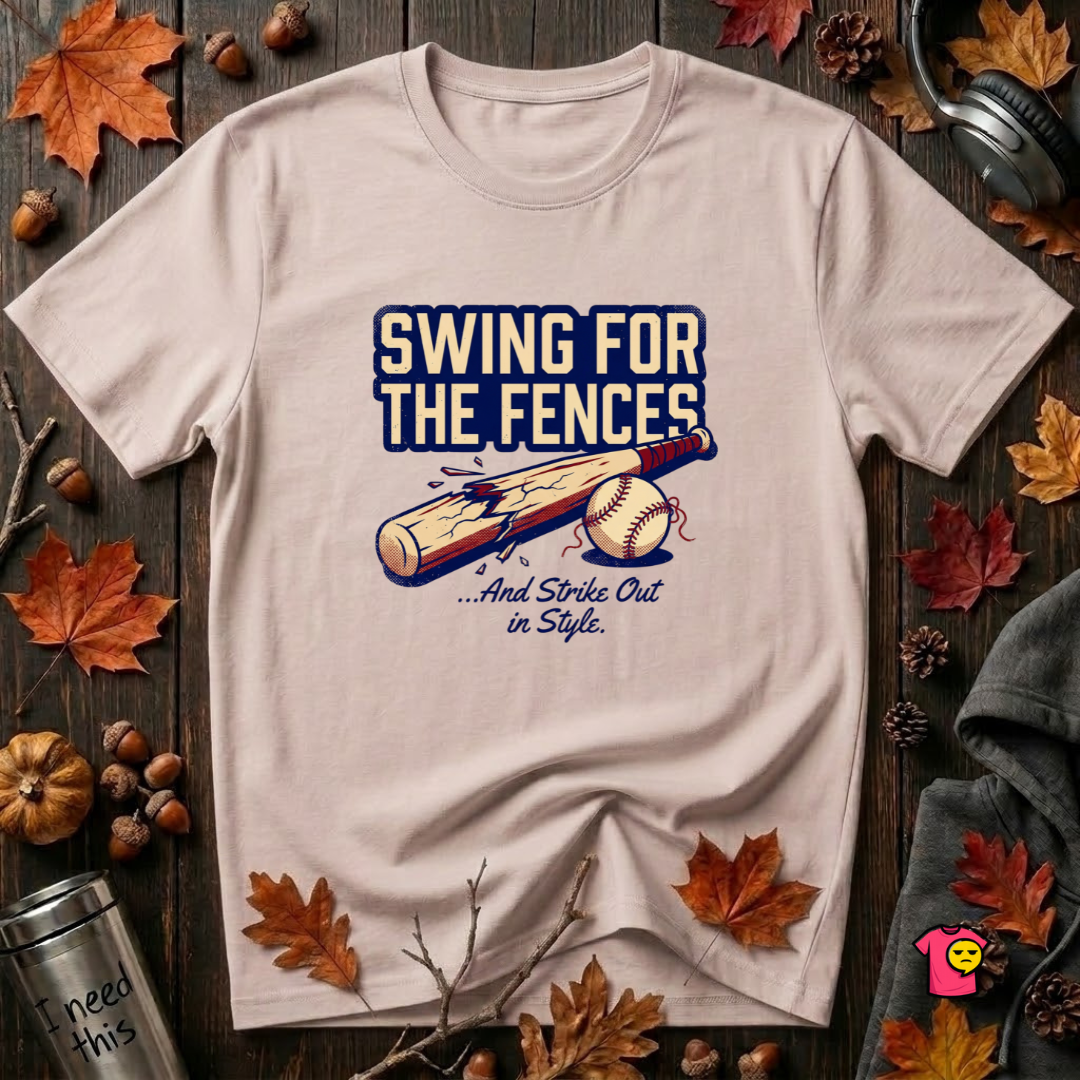 Swing for the Fences....and Strike out in Style baseball t-shirt in Soft Pink by Snarky Sarks
