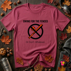 Swing for the Fences....or Don't. Whatever. baseball t-shirt in Cardinal by Snarky Sarks