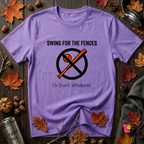 Swing for the Fences....or Don't. Whatever. baseball t-shirt in Heather Team Purple by Snarky Sarks