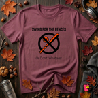 Swing for the Fences....or Don't. Whatever. baseball t-shirt in Maroon by Snarky Sarks