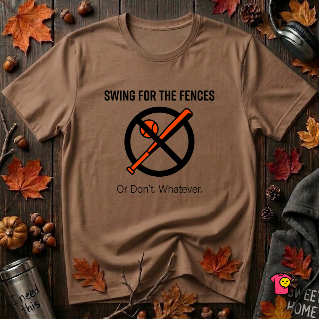 Swing for the Fences....or Don't. Whatever. baseball t-shirt in Sand Dune by Snarky Sarks