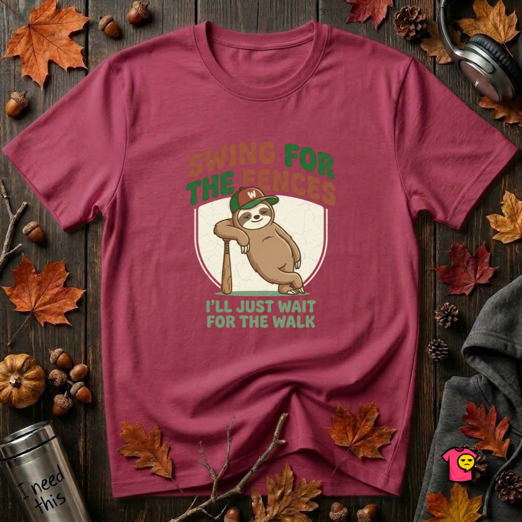 Swing for the Fences sarcastic baseball graphic t-shirt in Cardinal by Snarky Sarks